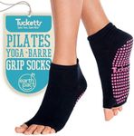 Tucketts Anklet Toeless Non-Slip Grip Socks - Anti Skid Yoga, Barre, Pilates, Home & Leisure, Pedicure - L/XL - 1 pair Classic Black Large