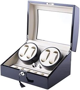 DUKWIN Automatic Watch Winder, Watch Winders with 4 Winder Positions and 6 Display Storage Spaces with Quiet JapMotor Powered by Battery or AC Adapter for Men and Women Watches (British Plug)