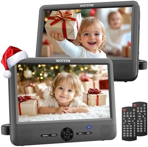 WONNIE 10" Car DVD Players, Portable DVD Player Dual Screen Play Two Different or The Same Movie with Headrest Mounts, 5 Hours Rechargeable Battery, 2 AC Adapters, All Regions, Support USB/SD/Sync TV