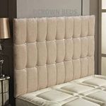 CROWNBEDSUK Omega diamante chenille headboard in 2ft6,3tf,4ft,4ft6,5ft,6ft (4FT6 DOUBLE, Stone)