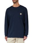 Carhartt Men's Loose Fit Heavyweight Long-Sleeve Pocket T-Shirt, Navy, XL