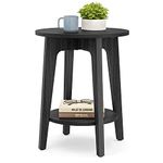 VASAGLE Round Side Table with Lower Shelf, End Table for Small Spaces, Nightstand for Living Room, Bedroom, Black ULET283T22