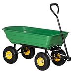 Outsunny Garden Dump Cart Heavy Duty 440lbs Wagon with Steel Frame and 10'' Pneumatic Tires, Green