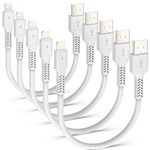 ADILIFT Short Lightning Charging Cable [5 Pack MFi Certified 0.2M] Fast Charging Cable 20cm Durable Lightening USB Data Cord Lead for iPhone 11 Pro Max Xs X XR 8 7 6 plus SE - White