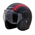 Vega Jet Old School Open Face Helmet Dull Black Red, Size: L(59-60 cm)