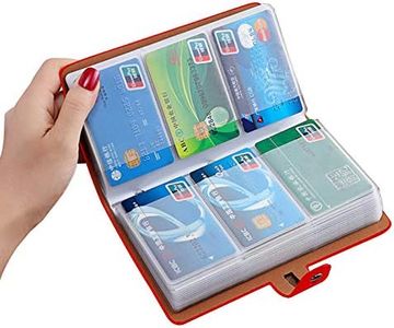 RFID Credit Card Holder, Leather Business Card Organizer with 96 Card Slots, Credit Card Protector for Managing Your Different Cards and Important Documents to Prevent Loss or Damage (Red)