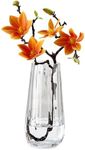 Modern Glass Vase Crystal Clear H-9.8" Cute Tall Flower Vases for Bouquet Farmhouse Home Office Decor Centerpieces(Clear)