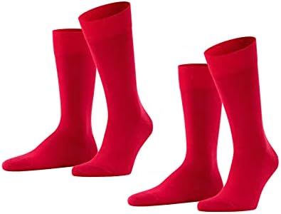 FALKE Men's Happy 2-Pack M SO Cotton Plain 2 Pairs Socks, Red (Scarlet 8228), 8.5-11