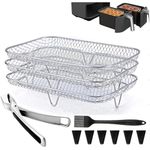 COZHYESS Air Fryer Racks, Air Fryer Accessories Set of 4, Include 3 Air Fryer Racks, Anti Scalding Tongs, Oil Brush Silicone Foot Pads, for COSORI/NUWAVE/Ninja/Salter/Tower/EMtronics