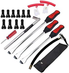 Dr.Roc Tire Spoons Lever Motorcycle Dirt Bike Lawn Mower Tire Changing Tools with Bag 1x14.5 inch 2x11 inch Tire Irons 2X Rim Protectors 1x Tire Valve Stems with Remover Tool (Black)