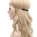 Girls Women Lady Bohemian Tassels Hairband Headwear Hippie Feather Headband Hair Hoop Handmade Indian Fascinator Headband Hair Bands Headdress Hair Accessories (A#)