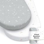 Baby Bassinet Sheets for Boy, Girl (Galaxy, Moon and Stars) 2-Pack - Fitted Bedside Bassinet Sheets - Buttery Soft Cotton Blend for Standard Bassinet Mattress Pad - Compatible with Halo Bassinest