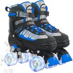 Nattork Adjustable Roller Skates for Kids Boys, Roller Boots for Girls with All Light up Wheels, Kids Quad Rollerskates for Beginners, Indoor Outdoor