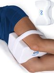 Everlasting Comfort Knee Pillow for Sleeping on Side - Dual Curved Memory Foam Leg Pillow with Removable Strap - Wedge Cushion for Knee, Leg, Lower Back, Sciatica, Hip Pain Support