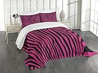 Ambesonne Pink Zebra Bedspread, Ani