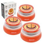 KRASER KR4V16NP3 Pack 3 Road Flares, V-16 Emergency Light Disc Beacon, Safety Flashing Warning Light with Magnetic Base, Autonomous, Compact and Lightweight & Lantern with Hanger, Orange