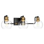 Tipace Black & Gold Vintage Bathroom Vanity Light Fixtures Over Mirror Glass Globe 3 Lights Industrial Vanity Lights Farmhouse Bath Lighting(Exclude Bulb)