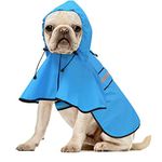 Ezierfy Waterproof Reflective Dog Raincoat- Adjustable Pet Jacket, Lightweight Dog Hooded Slicker Poncho for Small to X- Large Dogs and Puppies (Blue, Medium)