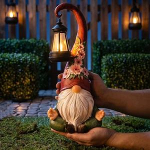 Roundot Garden Gnomes Statues Solar Lights Figurine Outdoor Lantern Lawn Porch Patio Yard Decor Balcony Home Zen Birthday Gifts for Grandma, Mom, Women, Sisters