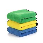 OAN Microfiber Cloth 3pcs 40x30cms 800 GSM Multi-Color! Thick Lint & Streak-Free Multipurpose Cloths Automotive Microfibre Towels for Car Bike Cleaning Polishing Washing & Detailing.