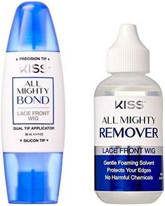 KISS All Mighty Bond Lace Front Wig Glue & Remover Set, Dual Tip Applicator, Instant Drying, Water Resistant, Strong Hold for Wigs, Frontals, Toupees, Safe for Sensitive Skin, Lace Front Wig Remover