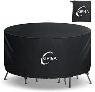 Kipiea Patio Table Cover, Round Patio Furniture Covers Waterproof Winter, 420D Heavy-Duty Outdoor Furniture Covers with Anti UV and No Tears, No Fading (72" Dia x 27.5" H）