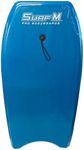 PMU 33 Inch Sky Blue Bodyboard - Lightweight Wrist Leash, Slick Bottom Boards for Beach, Sea & Pool - Surfing Board for Teens & Adults Wave Conditions Pkg/1