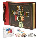 JoalGfda Our Adventure Book Scrapbook Pixar Up Handmade DIY Family Scrapbooking Album with Embossed Letter Cover Retro Photo Album (Classic)