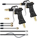 Industrial Air Blow Gun with Brass Adjustable Air Flow Nozzle ， Universal hose and 2 Steel Air flow Extension.Pneumatic Air Compressor Accessory Tool Dust Cleaning Air Blower Gun. (2pcs)