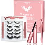 Magnetic Eyelashes, Eye Lashes With 5 Pairs of Magnetic Lashes - 2 Tubes of Magnetic Eyeliner, Reusable Magnetic Eyelashes with Tweezer, No Glue Needed