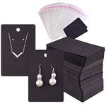 KUUQA 120 Pcs Earring Display Card with Self-Seal Bags Earring Card Holder Blank Kraft Paper Tags for DIY Ear Studs and Earrings,3.5 x 2 Inches (Black)