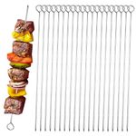 20 PCS Stainless Steel BBQ Grilling Skewers, 30cm Kebab Skewers, Metal BBQ Skewers, Reusable Metal Skewer Sticks, Food Meat Kebab Skewers for Fruit Meat BBQ Kabob