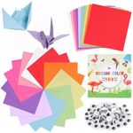 VGOODALL 250 Sheets Colourful Origami Paper, 15 x 15cm Square Folding Paper with Instructional Book 200PCS Googly Eyes for Kids Beginners Crafts