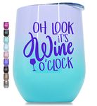 Prokitline Wine Tumbler With Sayings, Premium Stainless Steel Funny Wine Cup Glass for Men, Women, Sister, Mom, Friend Tiffany Purple