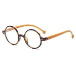 JOVAKIT Retro Round Blue Light Blocking Glasses for Women Men, Literary Vintage Style Non-prescription Computer Eyeglasses (Brown Tortoise)
