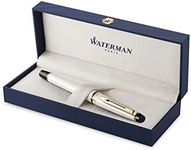 Waterman Expert Luxury Fountain Pen - Ivory Lacquer with 23K Gold Trim - 18K Solid Gold Medium Nib - Gift Boxed