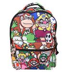 Nintendo’s Super Mario Backpack for Boys & Girls, School Bag with Front Pocket, Allover Character Print Gaming Bookbag with Padded Back and Adjustable Mesh Straps, Black, Laptop