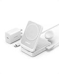 MagSafe Charger Compatible, Anker MagGo 3-in-1 Charging Station, Qi2 Certified 15W Wireless Charger Stand, Apple Watch Charger, for iPhone 15/14, AirPods, Apple Watch S9 (40W USB-C Charger Included)