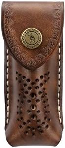 TOURBON - Funda Plegable de Piel rústica para Cuchillos con Clip en el portaherramientas de Bolsillo con Cierre a presión marrón