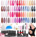 Beetles Gel Nail Polish Kit with 36W UV LED Light, 32 Colors Glitter Gel Polish Set Soak Off Base Gel Top Coat Builder Nail Gel Blooming Gel Temperature Color Changing Gel Nail Kits Manicure DIY Home