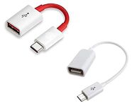 QOCXRRIN Combo of Type-C OTG Cable & USB OTG Cable for All Android & Type C Smartphones Devices- Pack of 2 (Multi-Colour)