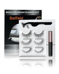 Batfield 3 Pairs Magnetic False Eyelashes - Reusable Fake Eyelashes with Eyeliner and Tweezer - Artificial Eye Lashes for Women Natural Wispy(Style 8)