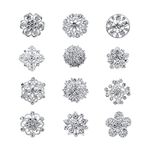 Jagowa 12PCS Rhinestone Button Brooches Crystal Embellishments Carves Buckle Flower Brooches for Wedding Decoration(Silver)