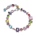 Clearine Sparkle Cubic Zirconia Diamond Tennis Bracelet for Women Birthday Christmas Mothers/Valentines Day Jewellery Gifts for Her Mum Friends Multicolour Silver-Tone