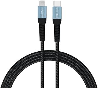 amazon basics Aluminum With Nylon Braided Usb C To Lightning, Mfi Certified Charging Cable (Grey, 1.2 Meter), Black