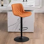 YOUTASTE Modern Camel Bar Stool Set of 1 Adjustable Barstool Luxury Upholstered Single Bar Chair Faux Leather Counter Height Bar Stools Swivel Barstools with Back for Home Kitchen Island