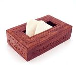 Zyntix Handmade Wooden Tissue Box Napkin Holder 10 x 6 Inch | Tissue Holder for Dinning Table | Tissue Box Holder | Tissue Paper Holder for Facial Napkins | Tissue Box for Car (Carving)