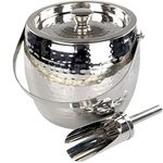 BREKX 3QT Insulated Ice Bucket with Lid and Scoop for Parties - Iceberg Anchored Wine Chiller/Champagne Bucket for Cocktail Bar, Metal Bucket with Lid, Ice Bin to Chill Ice with Small Scoop