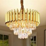 SINOMAN Modern Crystal Chandeliers Gold Black Crystal Chandeliers Round Crystal Chandelier Ceiling Light Fixture Crystal Pendant Light for Dining Room Living Room (Inbuilt Led) (Dia:16inch (Gold))