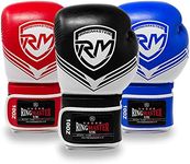 RingMasterUK Boxing Gloves Victory Series Training Punch MMA Bag Kick Pads Thai (Black, 12oz)